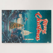 Vrolijk kerstfeest van de Vintage van Washington Legpuzzel (Horizontaal)