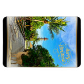 Vrolijk kerstfeest van de vuurtoren van Sanibel Is Magneet (Horizontaal)