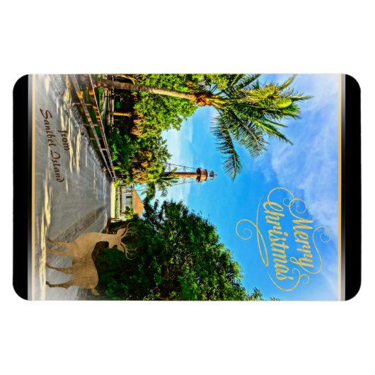 Vrolijk kerstfeest van de vuurtoren van Sanibel Is Magneet (Horizontaal)