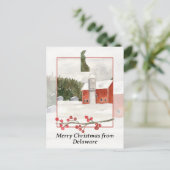 Vrolijk kerstfeest van Delaware Boerderij Red Barn Feestdagenkaart (Staand voorkant)