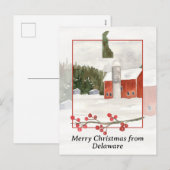 Vrolijk kerstfeest van Delaware Boerderij Red Barn Feestdagenkaart (Voorkant / Achterkant)