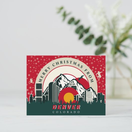 Vrolijk kerstfeest van Denver Colorado Souvenirs Briefkaart (Staand voorkant)