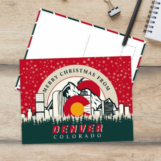 Vrolijk kerstfeest van Denver Colorado steden Briefkaart
