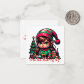 Vrolijk kerstfeest van deze kleine chagrijnige elf notitiekaartje (Voorkant / Achterkant in situ)