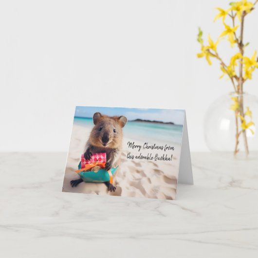 Vrolijk kerstfeest van deze Schattige Quokka - Kaart (Gele Bloem)