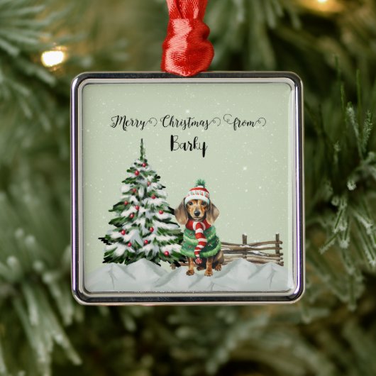 Vrolijk kerstfeest van Dog's Name Metalen Ornament (Boom)