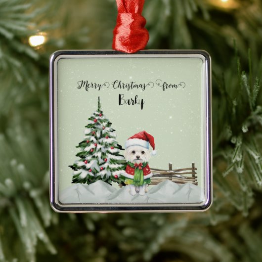 Vrolijk kerstfeest van Dog's Name Metalen Ornament (Boom)