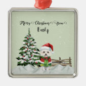 Vrolijk kerstfeest van Dog's Name Metalen Ornament (Voorkant)