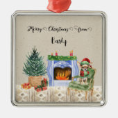 Vrolijk kerstfeest van Dog's Name Metalen Ornament (Voorkant)