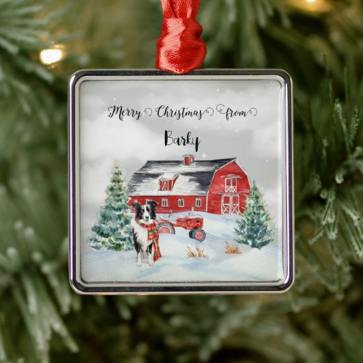 Vrolijk kerstfeest van Dog's Name Metalen Ornament (Boom)