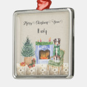 Vrolijk kerstfeest van Dog's Name Metalen Ornament (Links)