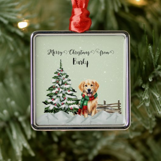 Vrolijk kerstfeest van Dog's Name Metalen Ornament (Boom)