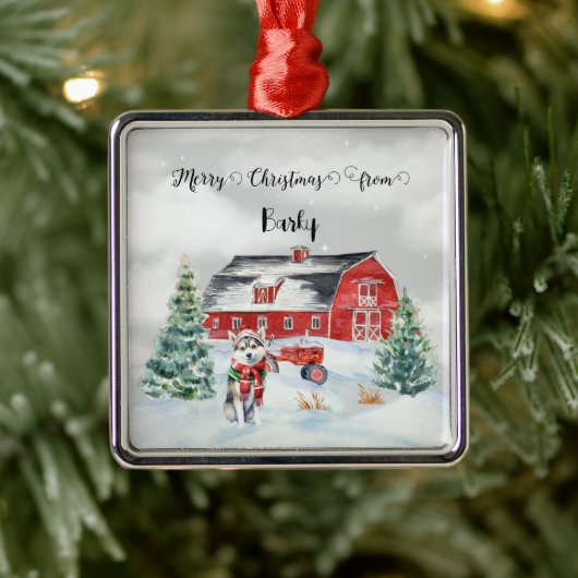 Vrolijk kerstfeest van Dog's Name Metalen Ornament (Boom)