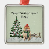 Vrolijk kerstfeest van Dog's Name Metalen Ornament (Voorkant)