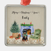 Vrolijk kerstfeest van Dog's Name Metalen Ornament (Voorkant)