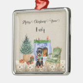 Vrolijk kerstfeest van Dog's Name Metalen Ornament (Links)