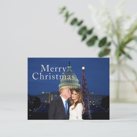 Vrolijk kerstfeest van Donald en Melania Briefkaart (Staand voorkant)