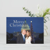 Vrolijk kerstfeest van Donald en Melania Feestdagenkaart (Staand voorkant)