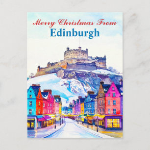 Vrolijk kerstfeest van Edinburgh Schotland Winter Briefkaart