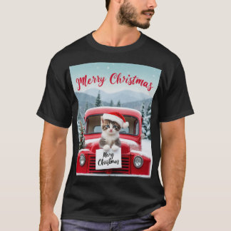 Vrolijk kerstfeest van een feestelijke katachtige t-shirt