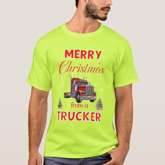 Vrolijk kerstfeest van een trucker t-shirt (Voorkant)