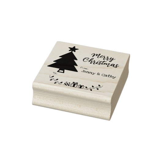 Vrolijk kerstfeest van en naar stempel, koppellabe rubberstempel (Stempel)