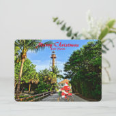 Vrolijk kerstfeest van Florida Santa op de fiets Feestdagenkaart (Staand voorkant)