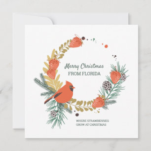 Vrolijk kerstfeest van Florida Strawberry Wreath Feestdagenkaart