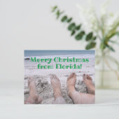 Vrolijk kerstfeest van Florida voeten op het stran Feestdagenkaart (Staand voorkant)
