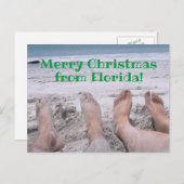 Vrolijk kerstfeest van Florida voeten op het stran Feestdagenkaart (Voorkant / Achterkant)