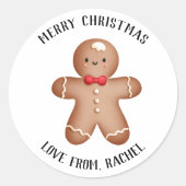 Vrolijk kerstfeest van Gingerbread Man Noel Xmas Ronde Sticker (Voorkant)