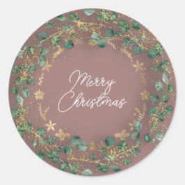 Vrolijk kerstfeest van groen Wreath Woodland Wood Ronde Sticker