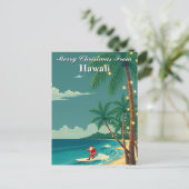 Vrolijk kerstfeest van Hawaii Tropical Santa Surfi Briefkaart (Staand voorkant)