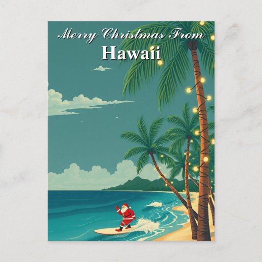 Vrolijk kerstfeest van Hawaii Tropical Santa Surfi Briefkaart (Voorkant)