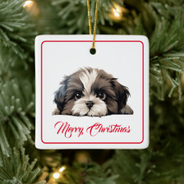 Vrolijk kerstfeest van het Dog Ceramic Ornament