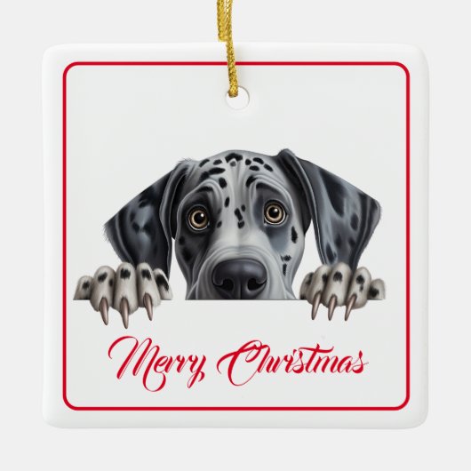 Vrolijk kerstfeest van het Dog Ceramic Ornament (Voorkant)