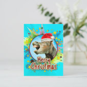Vrolijk kerstfeest van het lachen paard feestdagenkaart (Staand voorkant)