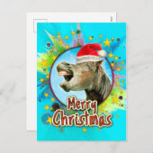 Vrolijk kerstfeest van het lachen paard feestdagenkaart (Voorkant / Achterkant)