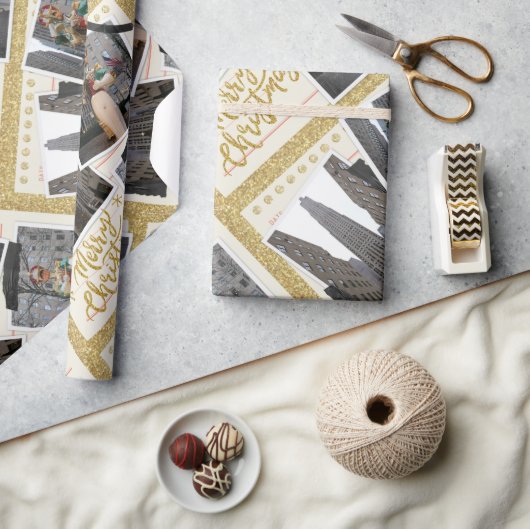 Vrolijk kerstfeest van het Rockefeller Plaza in NY Cadeaupapier (Crafts)