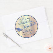 Vrolijk kerstfeest van het Roos van de blauwe Kers Ronde Sticker (Envelop)