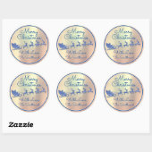 Vrolijk kerstfeest van het Roos van de blauwe Kers Ronde Sticker (Vel)