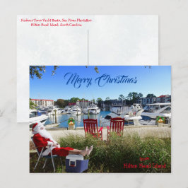 Vrolijk kerstfeest van Hilton Head SC Harbour Town Briefkaart