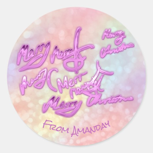 Vrolijk kerstfeest van holografische kleurentherap ronde sticker (Voorkant)