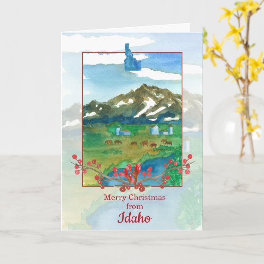 Vrolijk kerstfeest van Idaho Koeien Ranch Kaart (Gele Bloem)