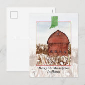 Vrolijk kerstfeest van Indiana Barn Boerderij Wint Feestdagenkaart (Voorkant / Achterkant)