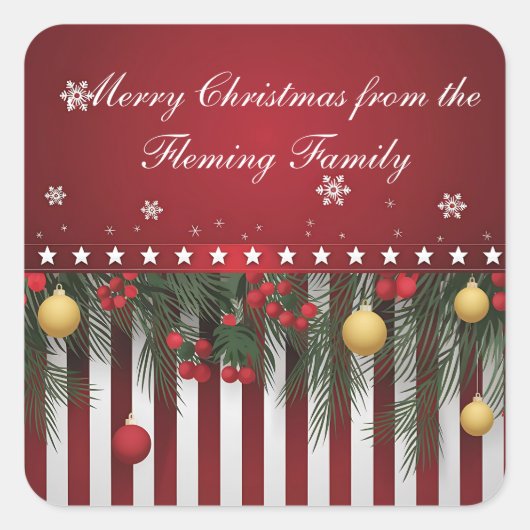 Vrolijk kerstfeest (van je familie) vierkante sticker (Voorkant)