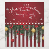 Vrolijk kerstfeest (van je familie) wijn etiket (Enkel label)