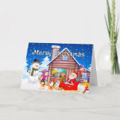 Vrolijk kerstfeest van Kerstman en vrienden Feestdagen Kaart (Voorkant)