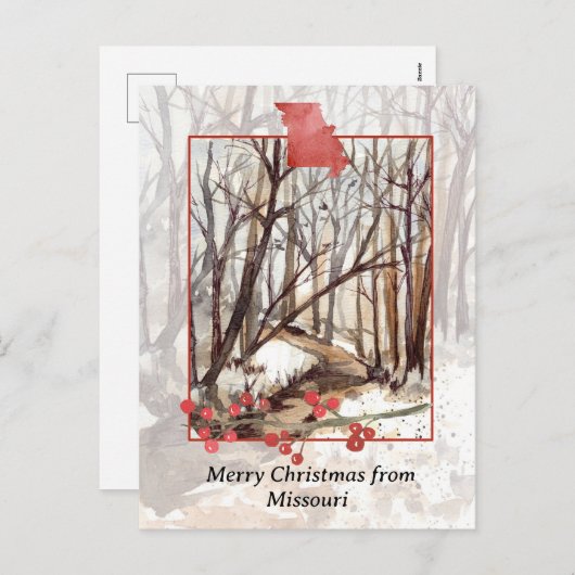 Vrolijk kerstfeest van Missouri Trees Winter Snow Feestdagenkaart (Voorkant / Achterkant)