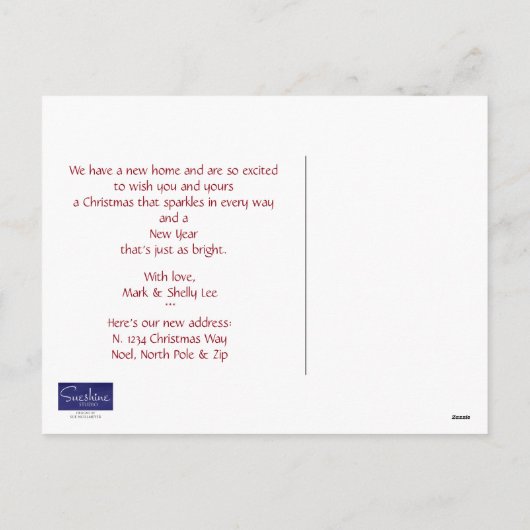 Vrolijk kerstfeest van New Address Briefkaart (Achterkant)